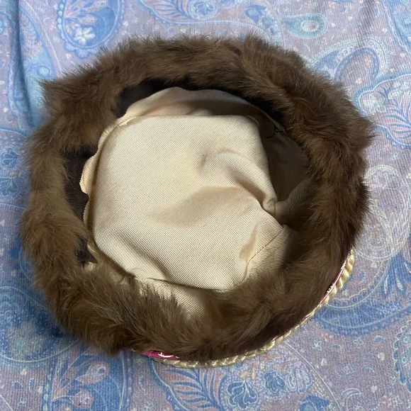 David& David Brown Fur Pillbox, Hat With Bows, Vintage Women's - Picture 7 of 10